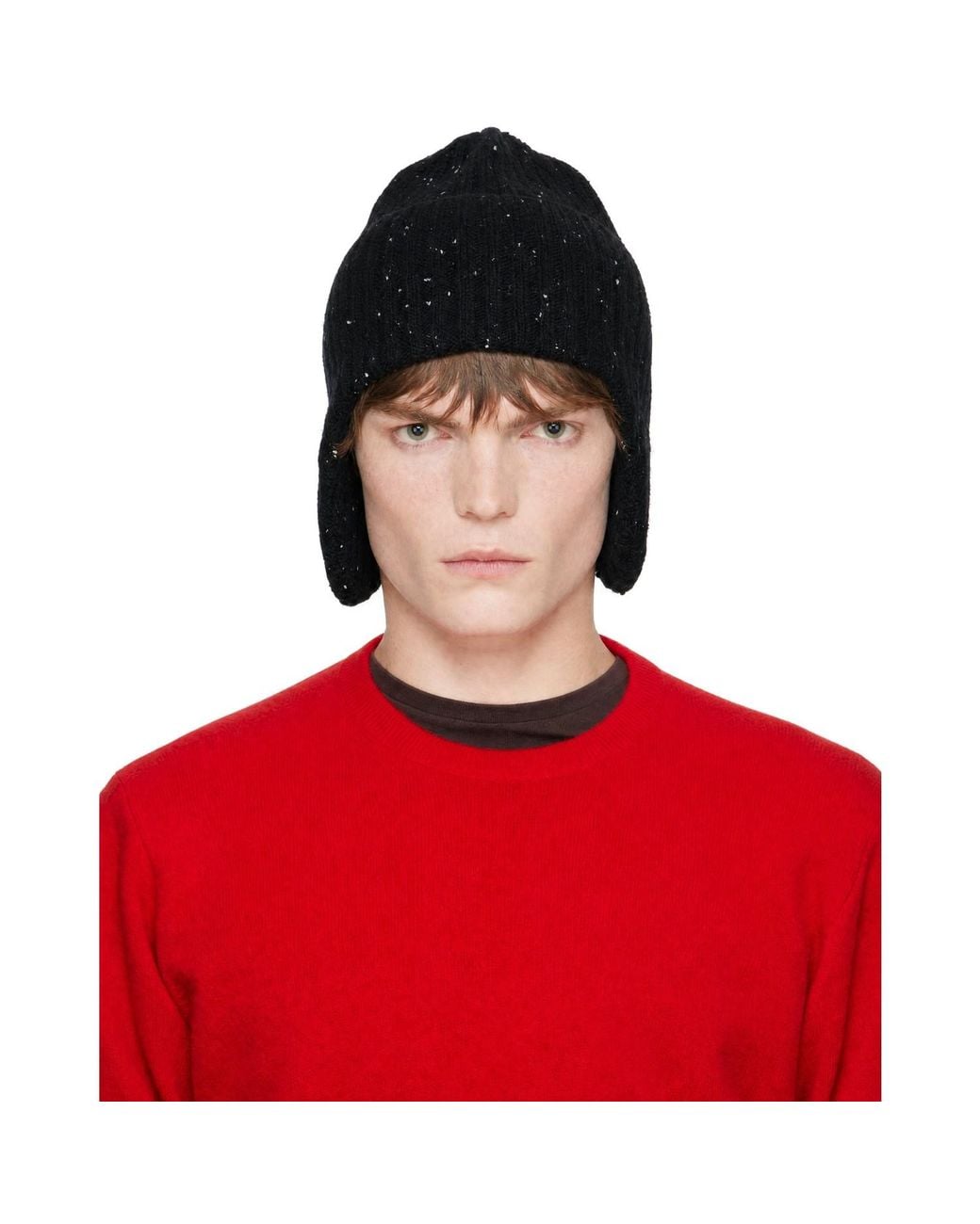 SAGE NATION Red Flap Beanie for men