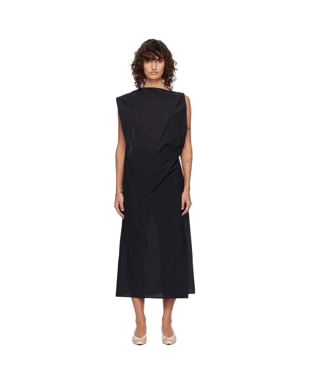 Jacquemus Black 'The Drap' Midi Dress