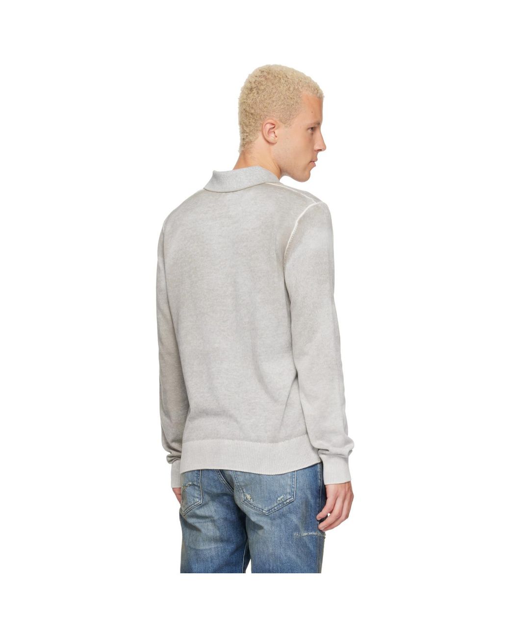 DIESEL Gray Faded Reverse Print Polo for men