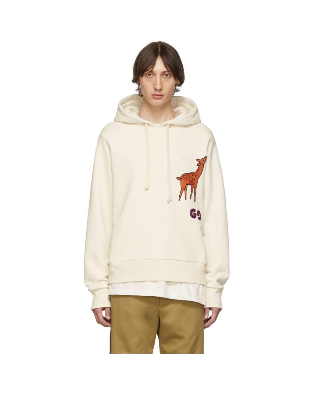 Gucci Off-white GG Deer Hoodie for Men | Lyst
