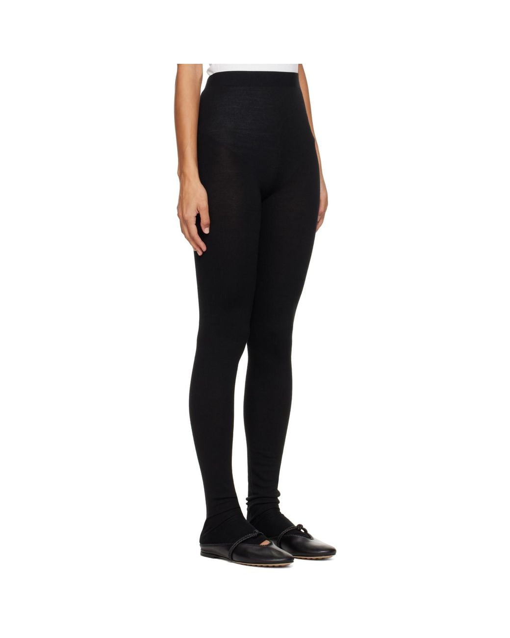 Bottega Veneta Black Wool Rib Seamless Leggings