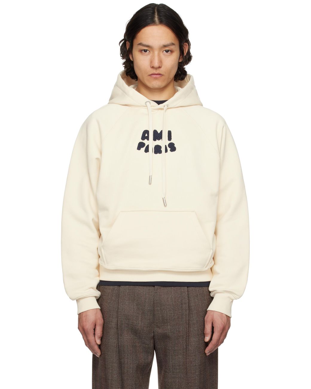 AMI Paris パッチフーディー NAVY BLUE Hoodie With Ami Paris Patch | AMI PARIS