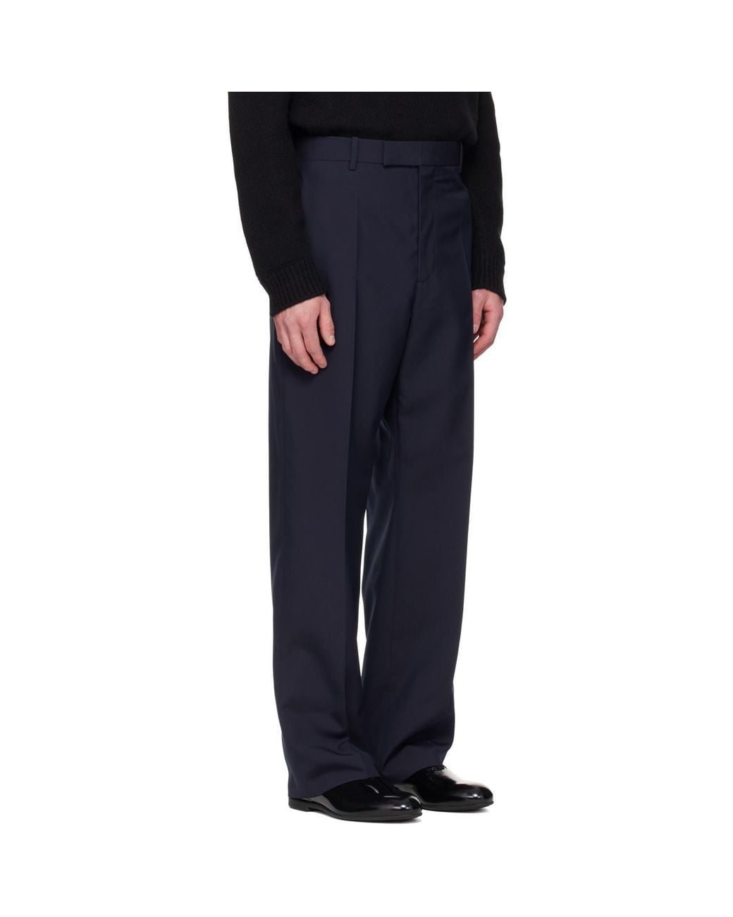 Jil Sander Blue Wool Poplin Trousers for men