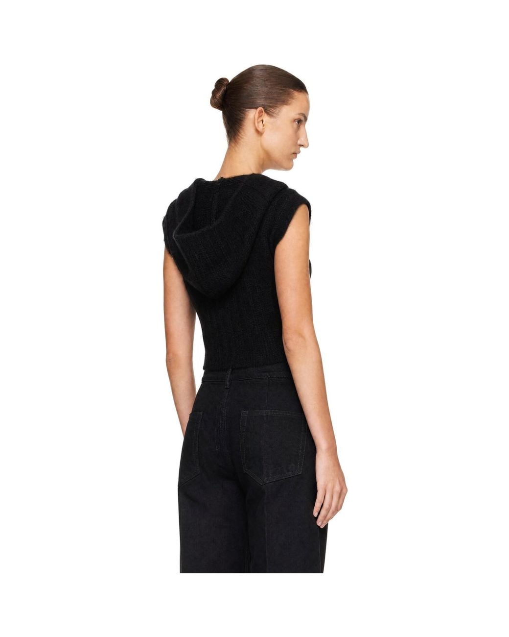 Rick Owens Black Tower Cropped Tank Hoodie