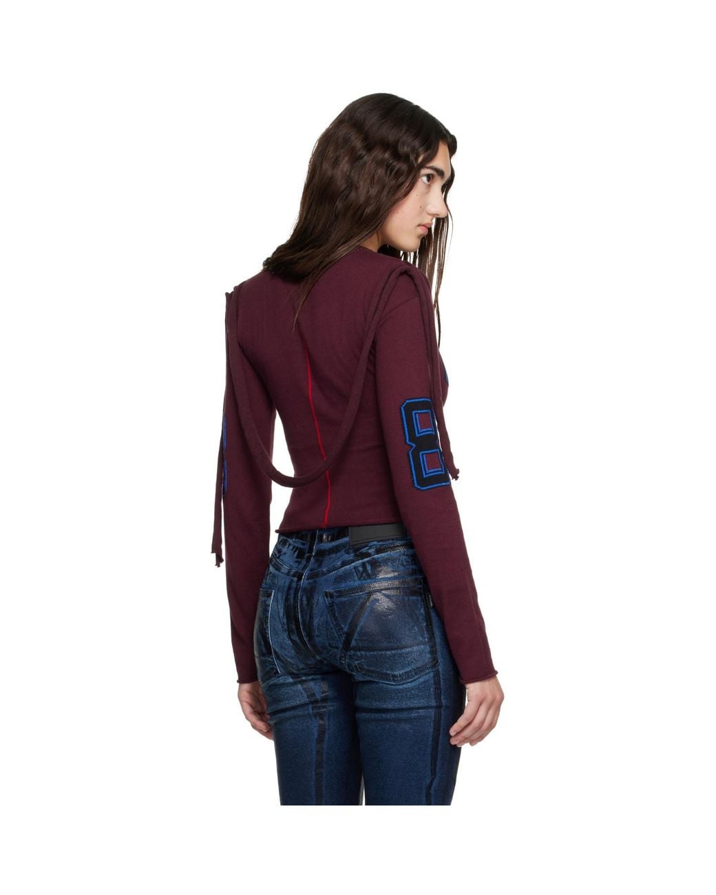 OTTOLINGER Blue Burgundy Knit Strappy Longsleeve T-Shirt