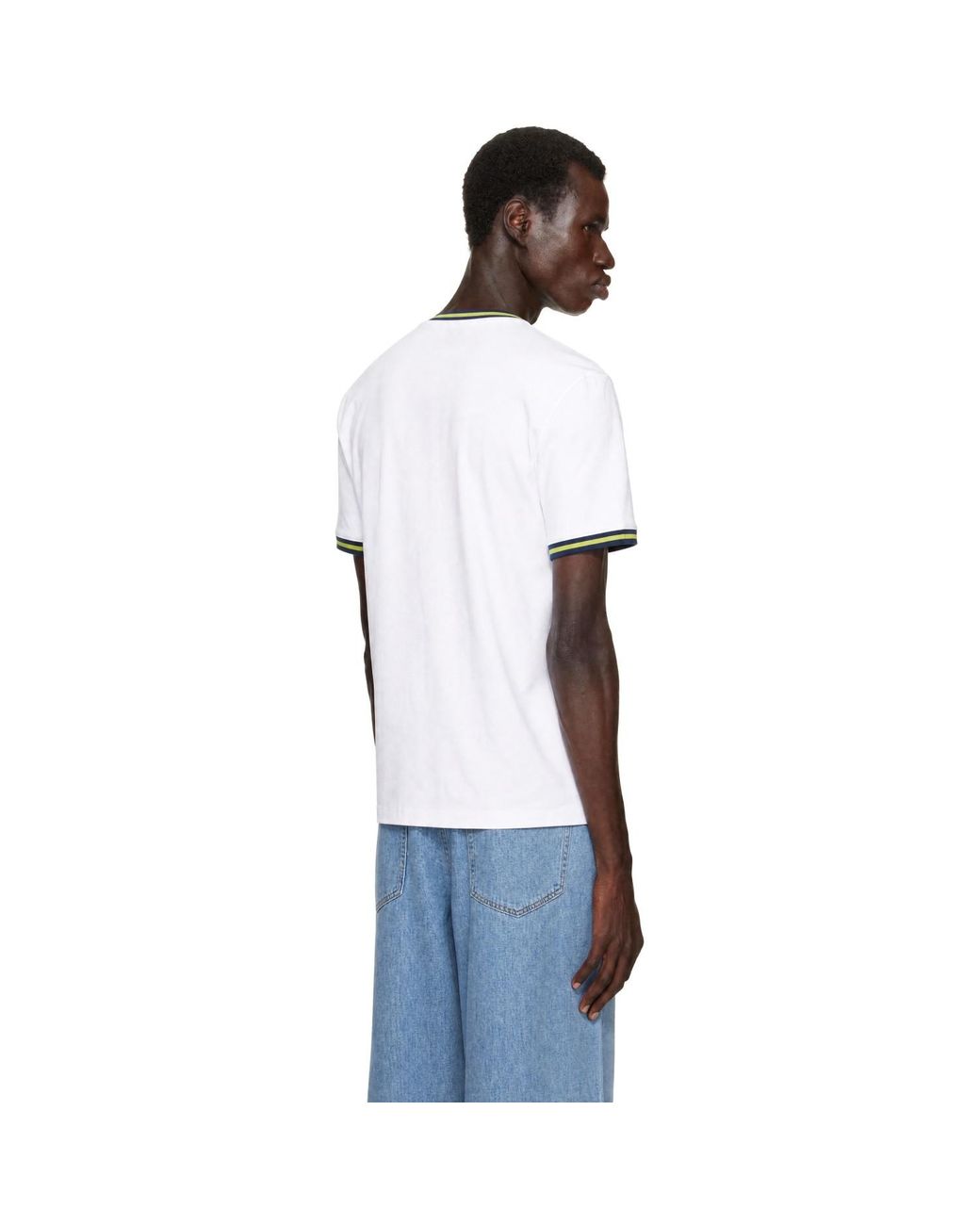 Casablanca White Contrast Ringer Kawaii Tennis Ball T-Shirt for men