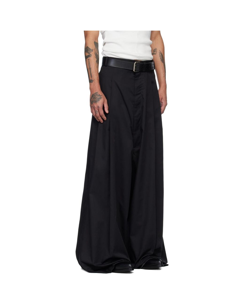 Lu'u Dan Black Lowline Trousers for men