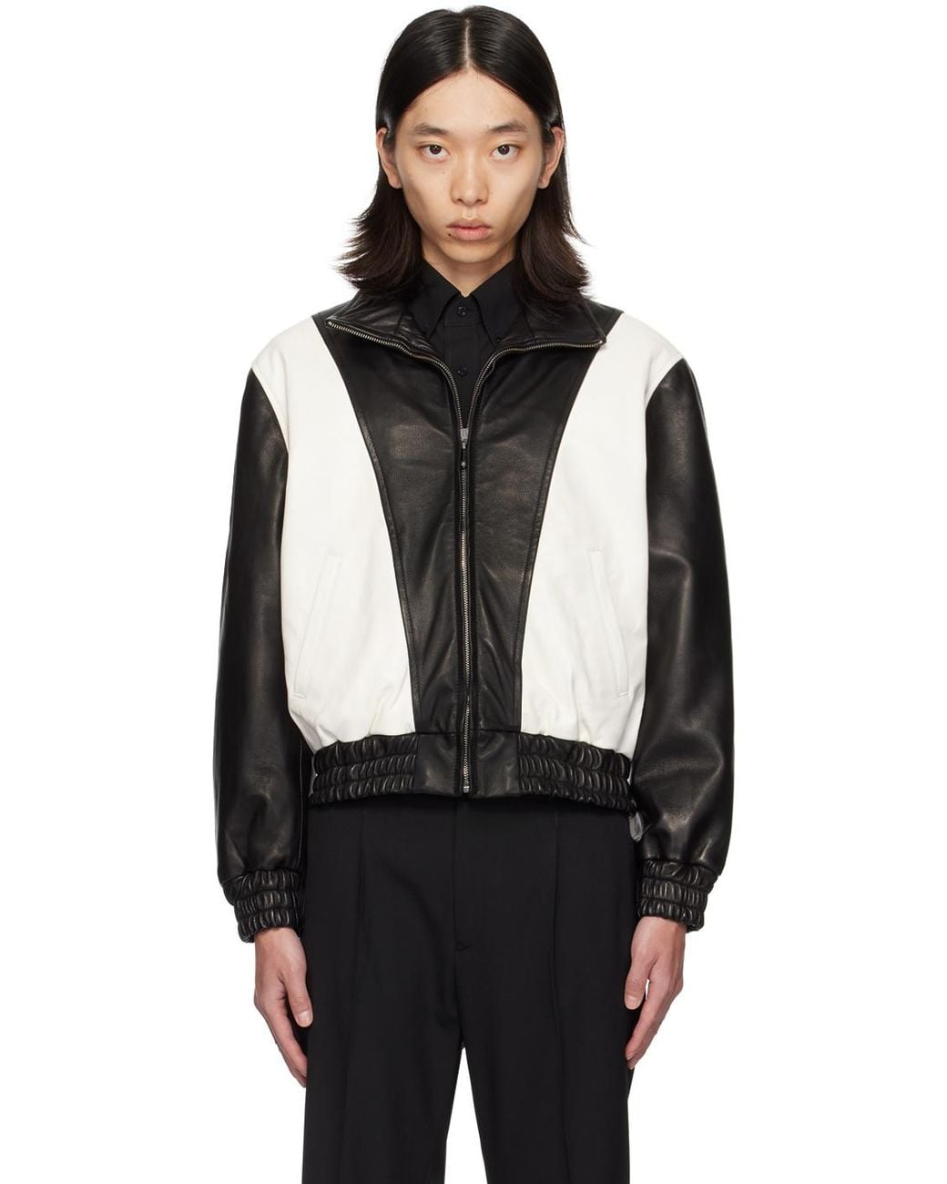Ernest W. Baker 80's Leather Track Jacket in Black for Men | Lyst