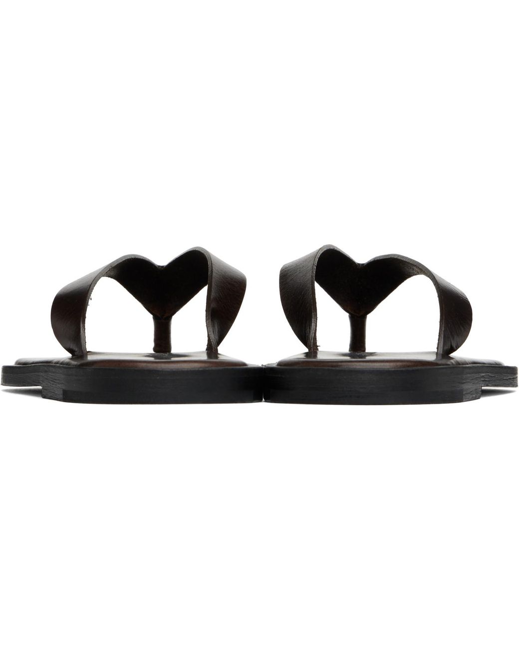 AURALEE Leather Tong Flip-Flops in Black | Lyst