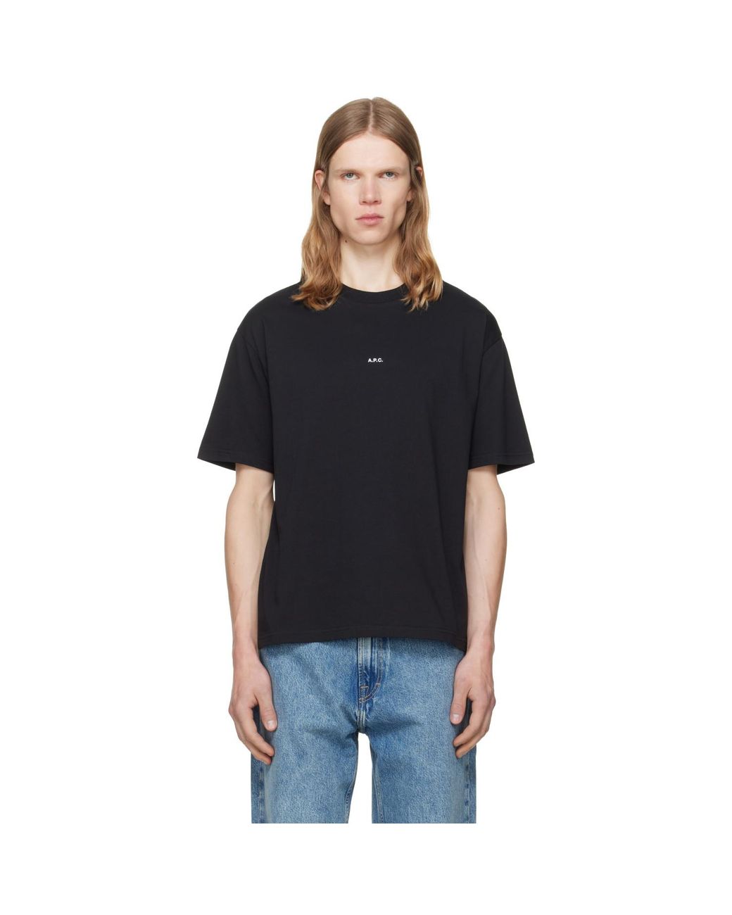 A.P.C. Black Boxy Micro Logo T-Shirt for men