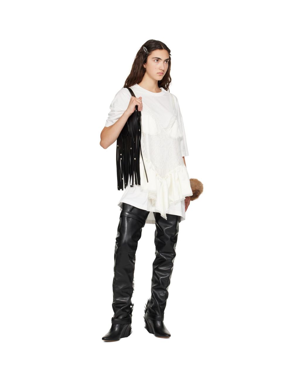 VAQUERA Black Mini Fringe Bag