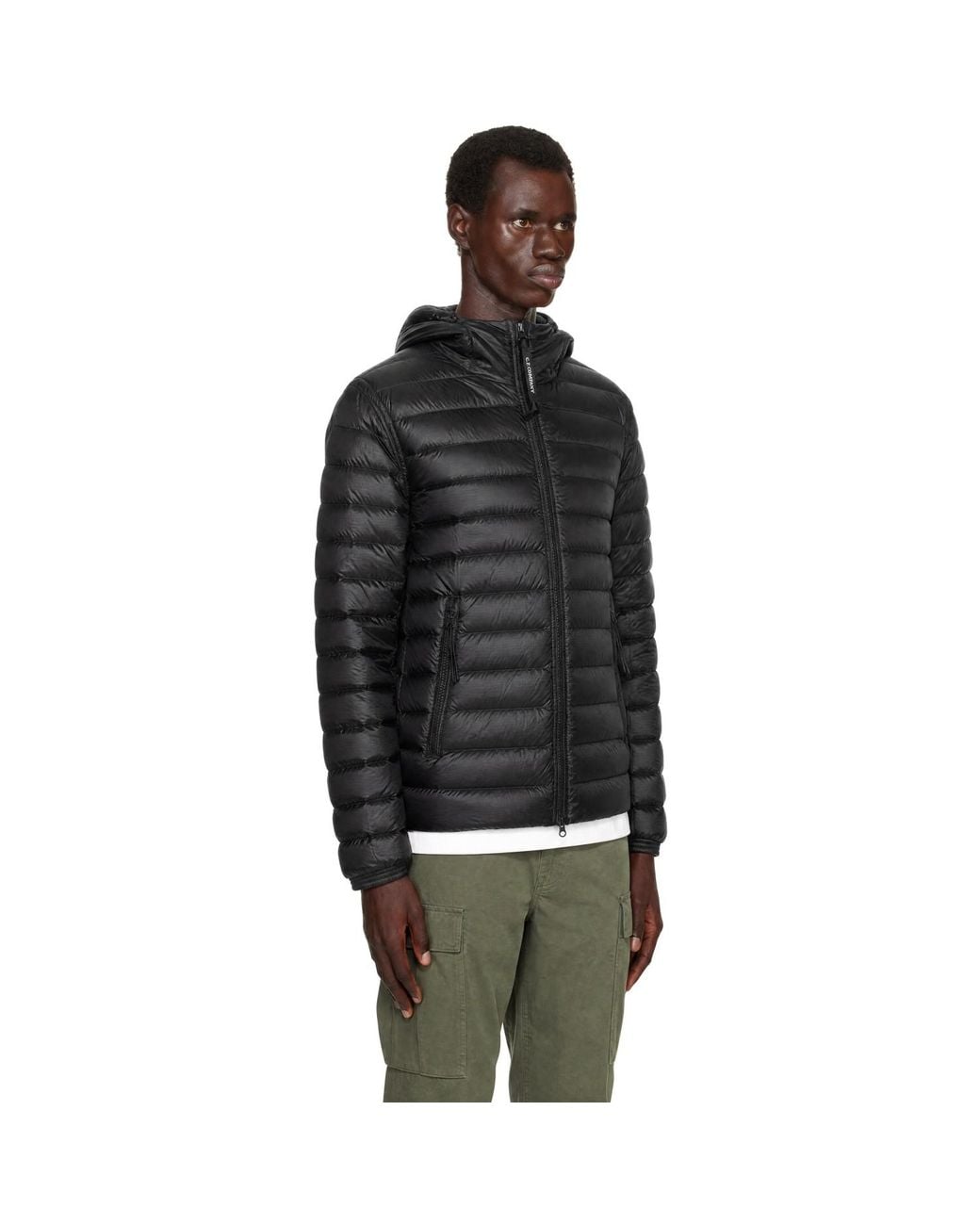 C P Company Black D.D. Shell Goggle Down Jacket for men
