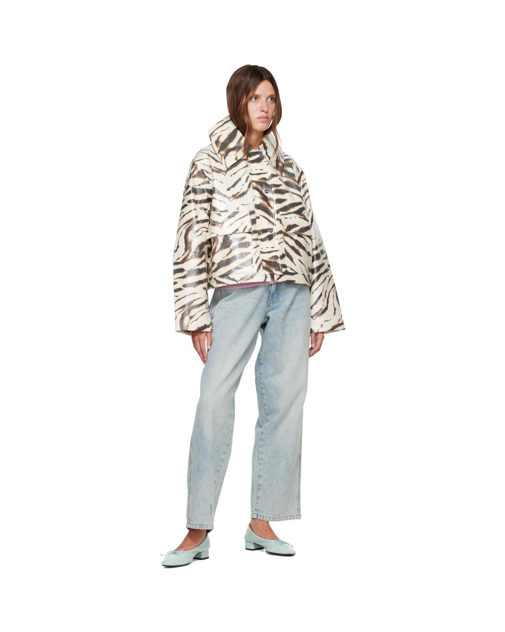 Ganni Brown Laminated Zebra Jacket