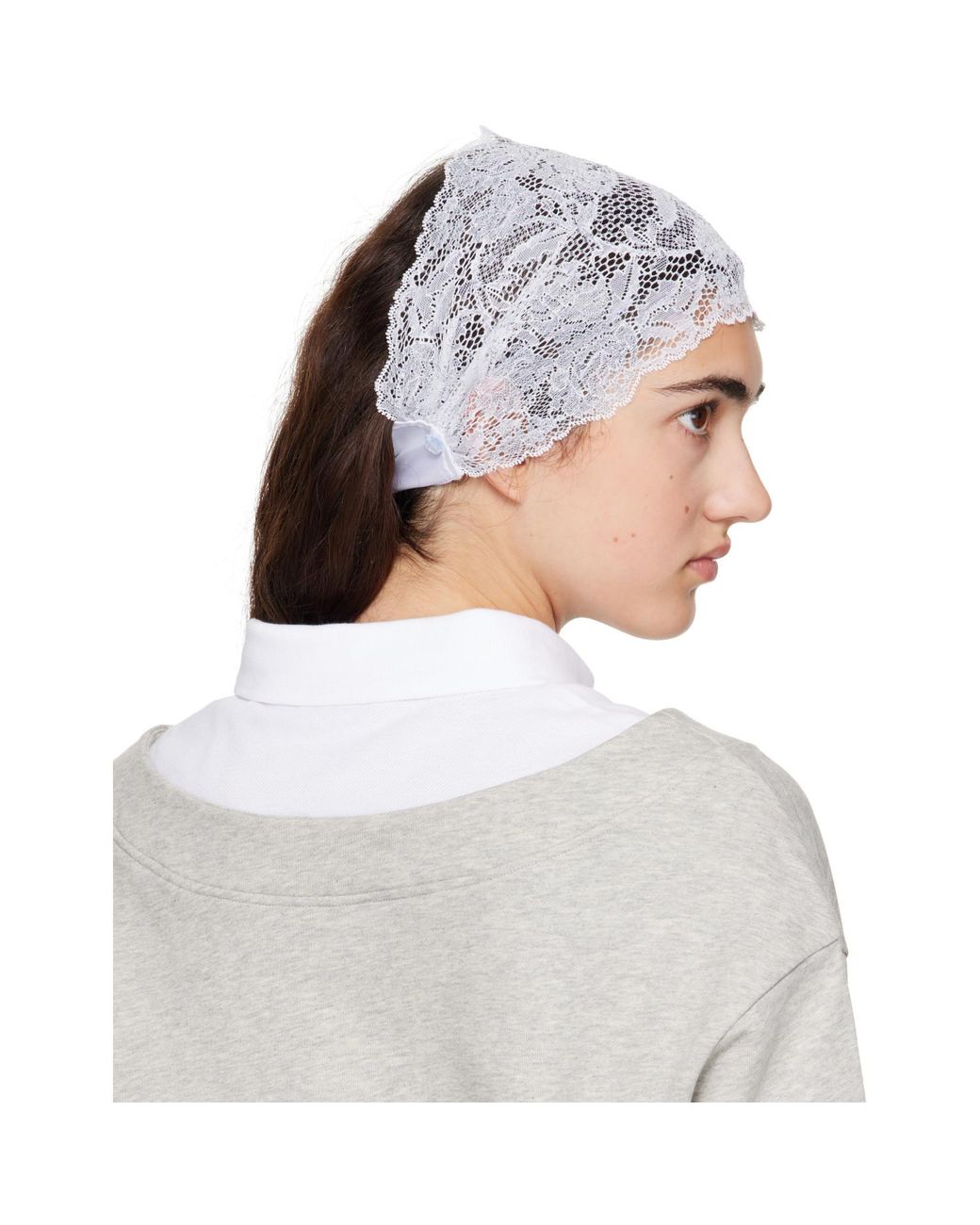 MERRMA White Ssense Exclusive Lace Bandeau Headband