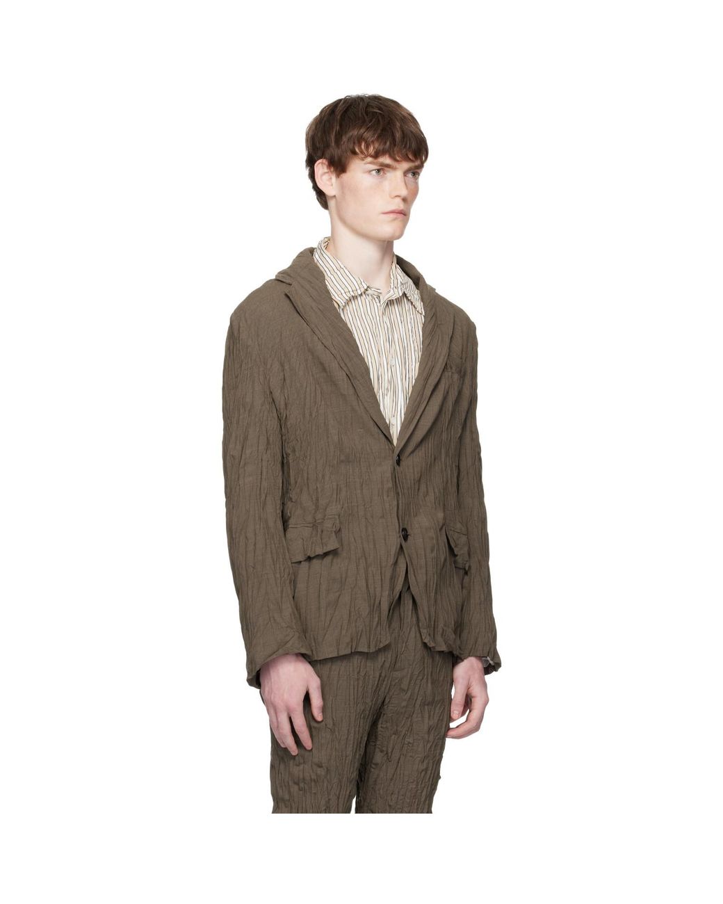 Bottega Veneta Brown Crushed Wool Blazer for men