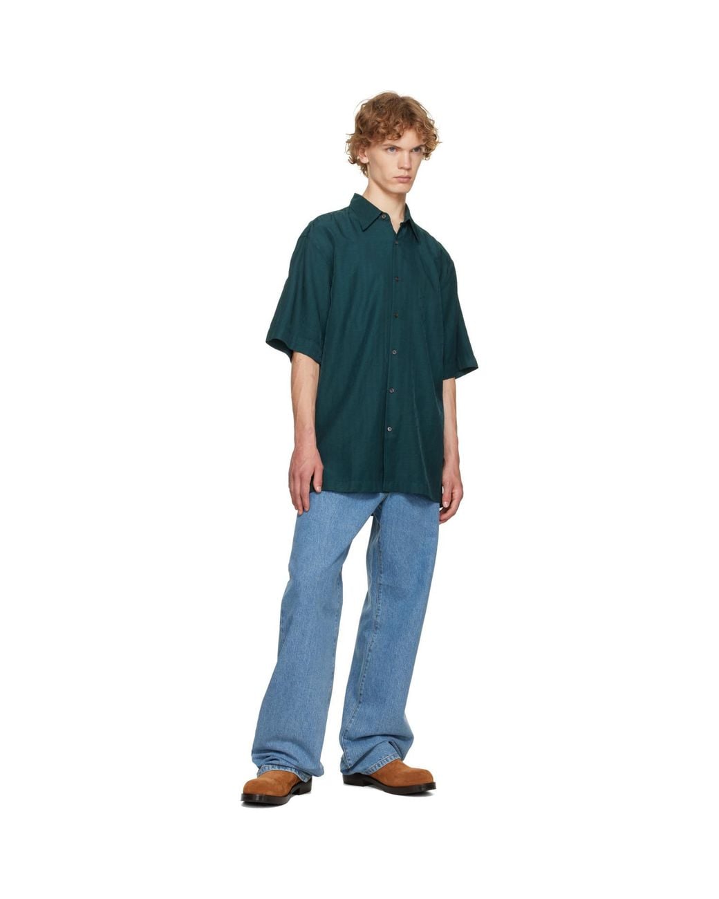 Dries Van Noten Green Floral Shirt for men