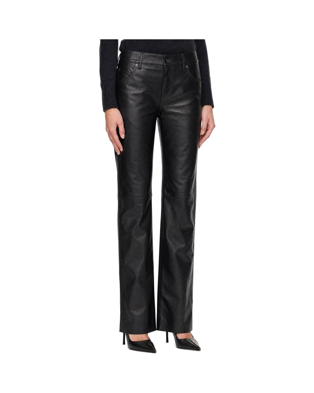 Tom Ford Black Five-Pocket Leather Trousers