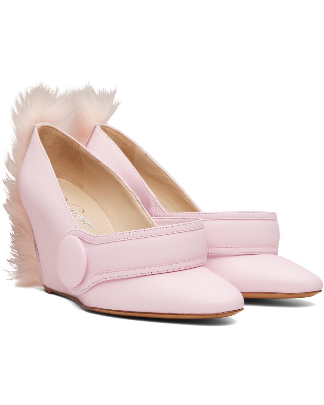 VAQUERA Pink Leather Shearling Heels