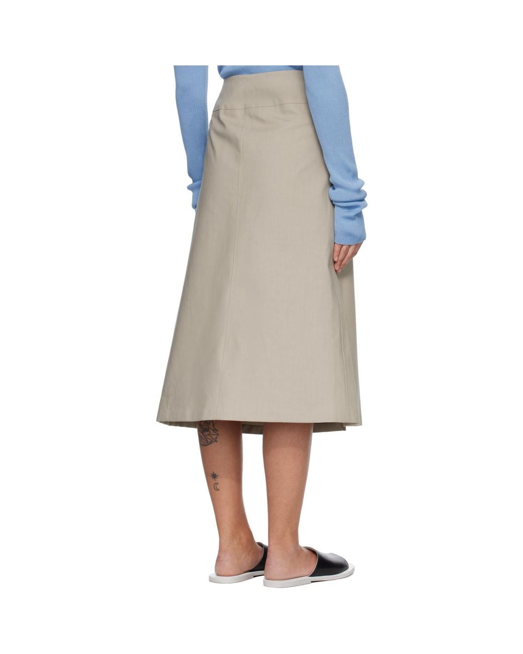 Rier Natural Cotton Bonded Midi Skirt