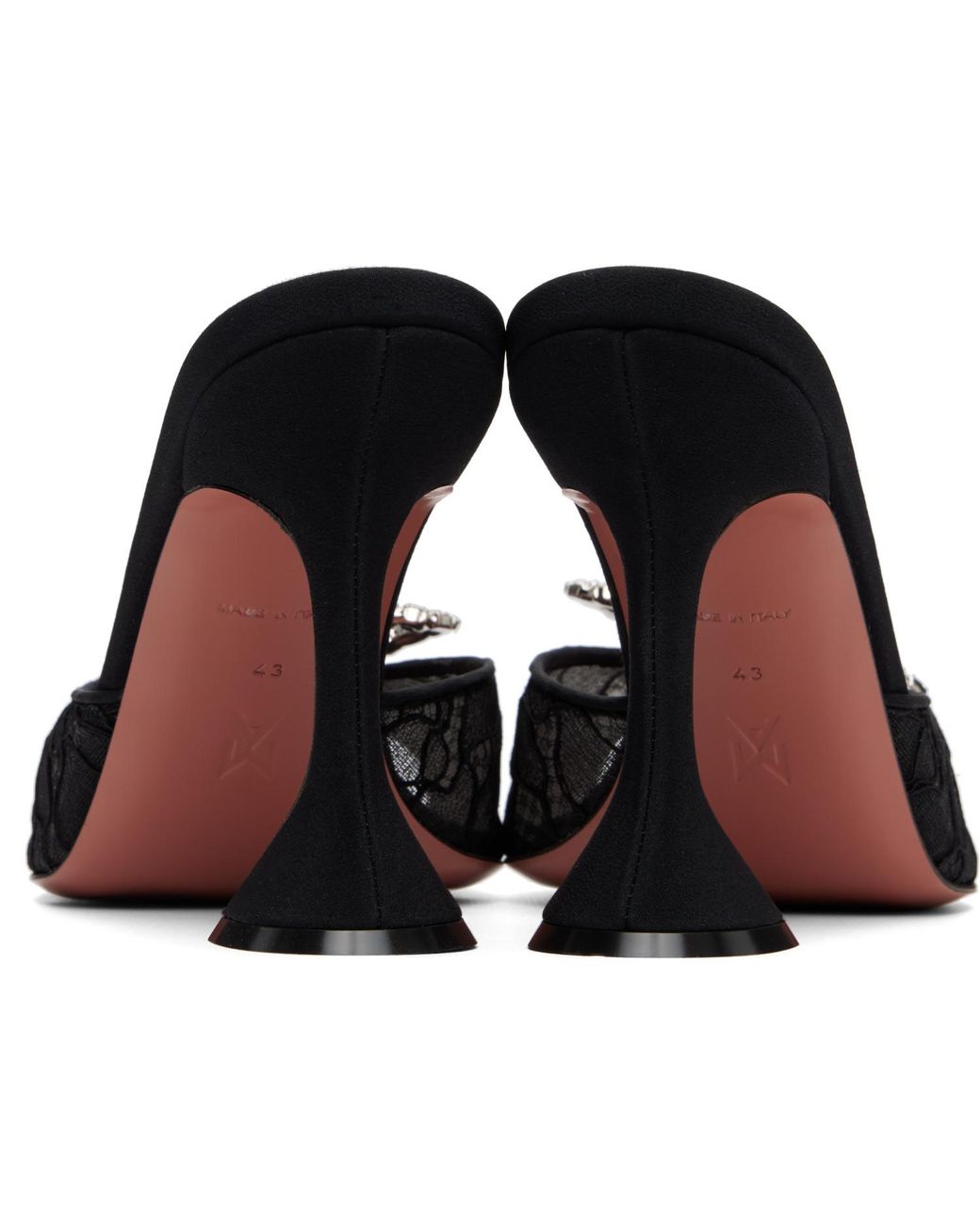 AMINA MUADDI Black Rosie Lace Slipper 95 Heeled Sandals