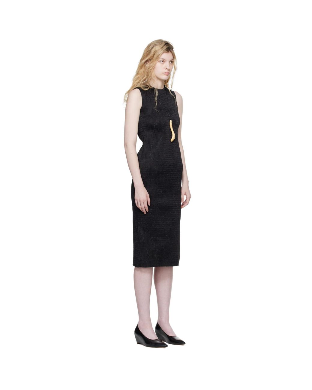 Super Yaya Black Open Back Midi Dress