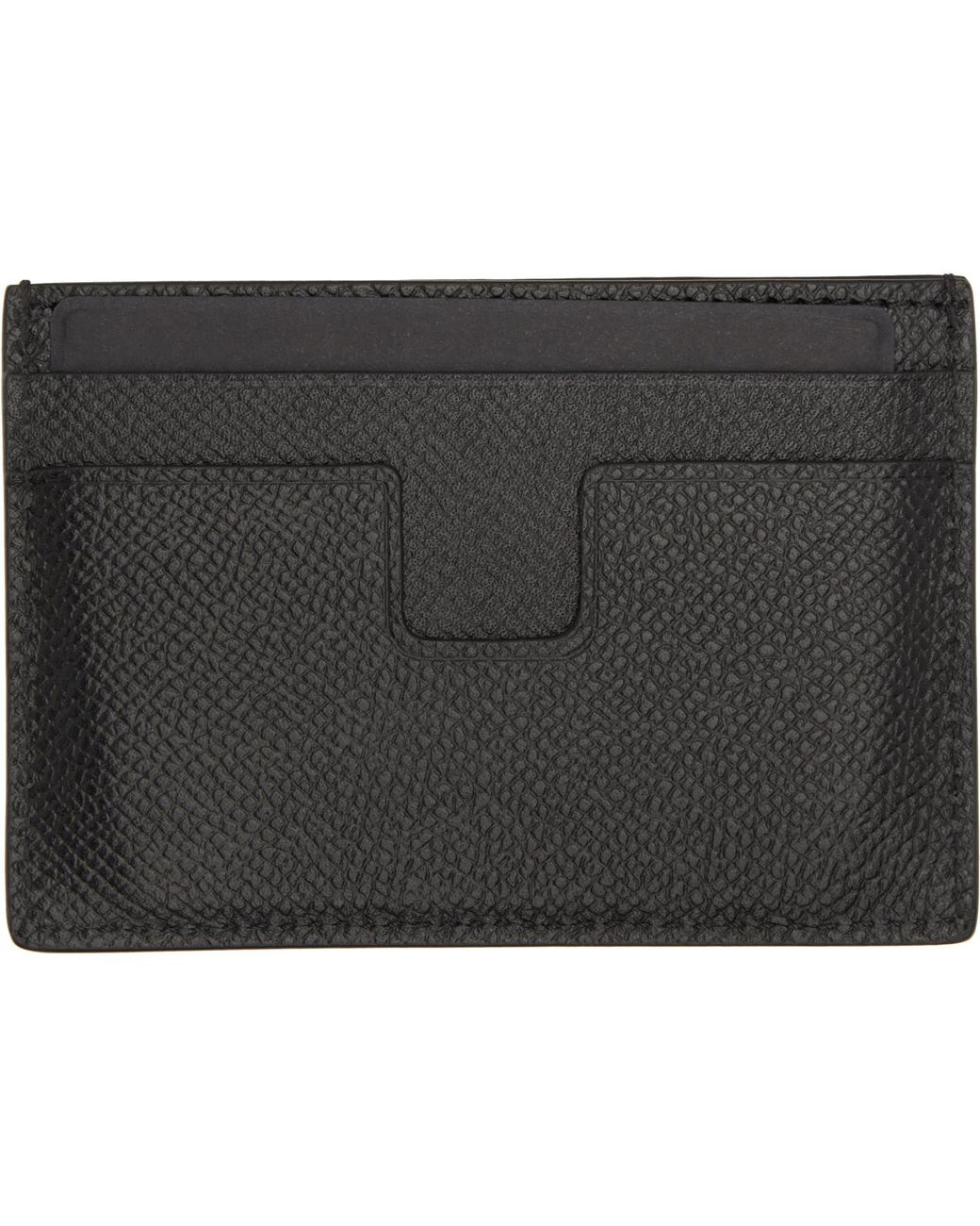 Tom Ford Black Small Grain Leather Classic Card Holder for men