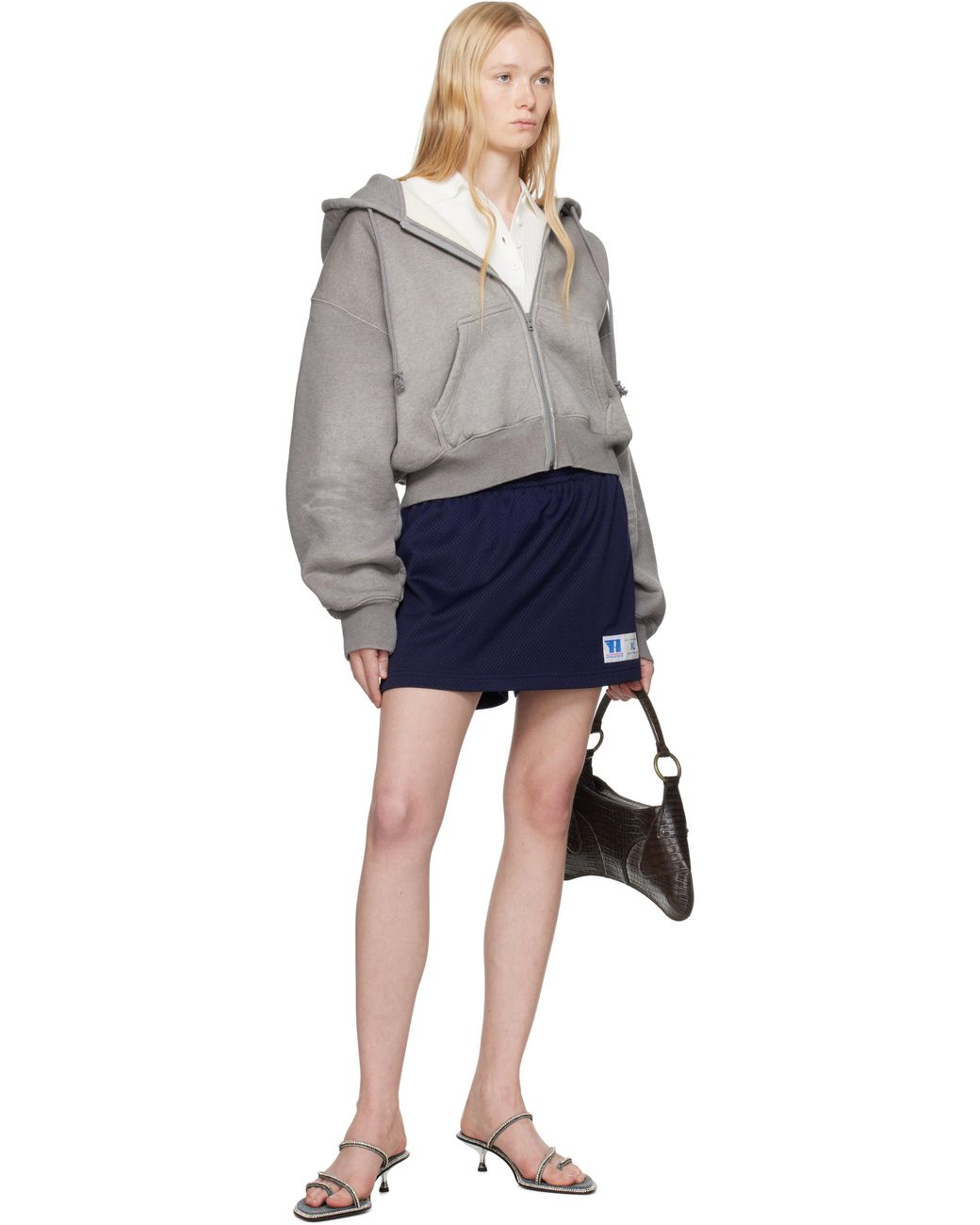 Alexander Wang ☆Deconstructed Athletic Mesh スコート Alexander Wangのネイビー Deconstructed Athletic Mesh