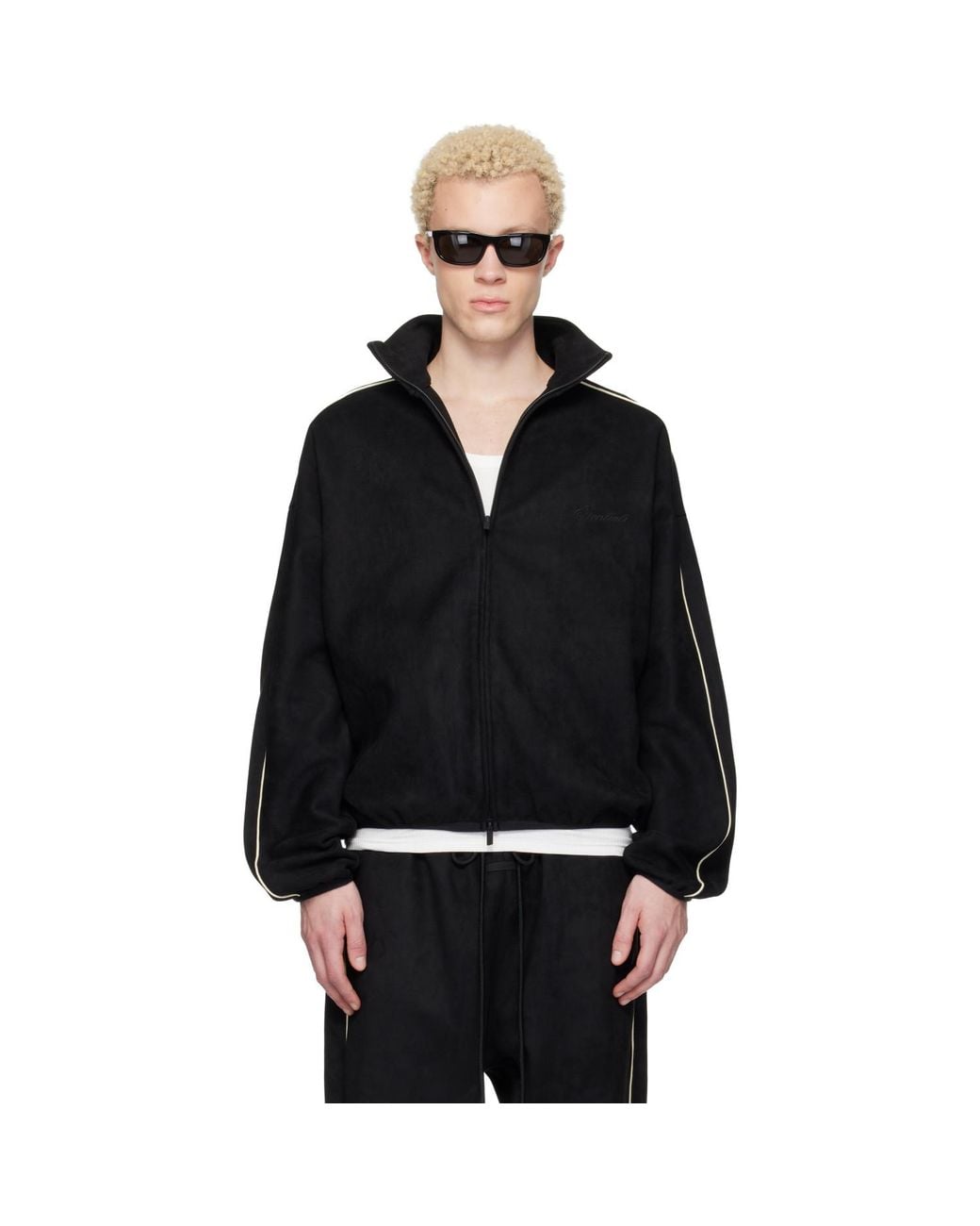 Fear Of God Black Faux-Suede Fleece Signature Modern Track Jacket for men