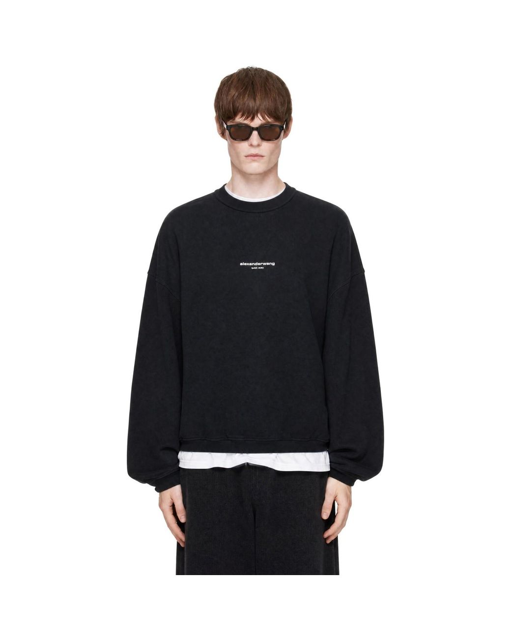 Alexander Wang Black Oversized Logo Print Sweatshirt for men