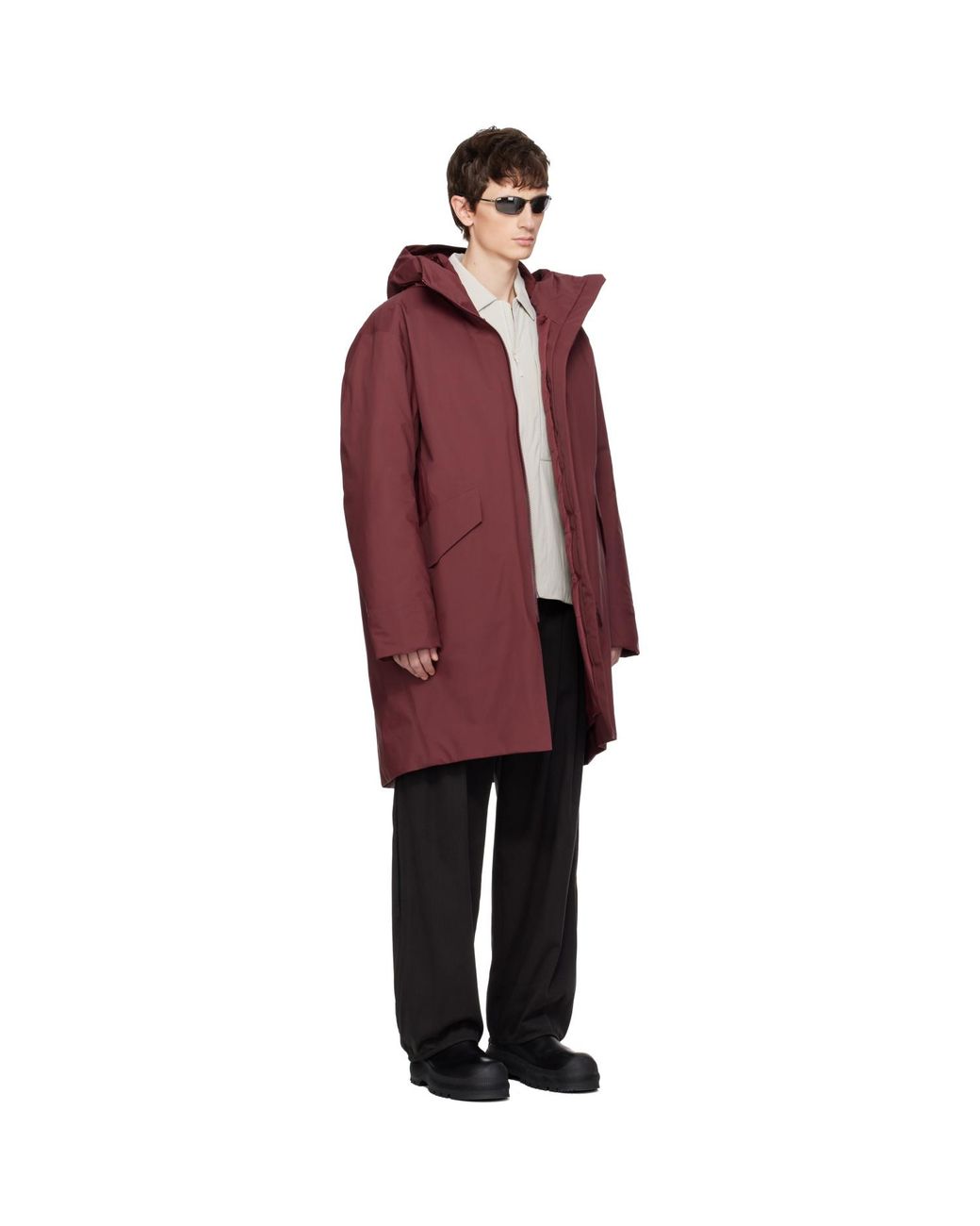 Veilance Red Burgundy Monitor Down Coat for men