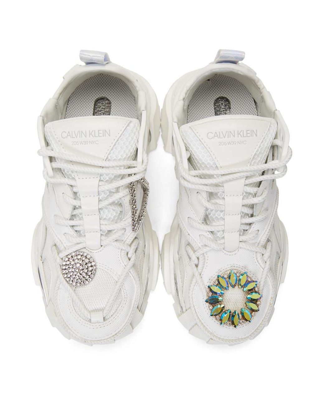 CALVIN KLEIN 205W39NYC White Jeweled Strike 205 Sneakers | Lyst Canada