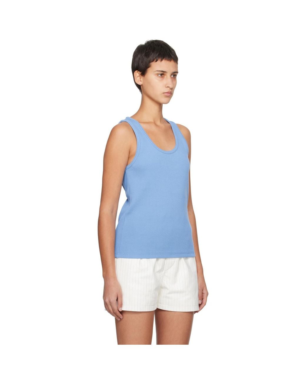 Bottega Veneta Blue Ribbed Tank Top