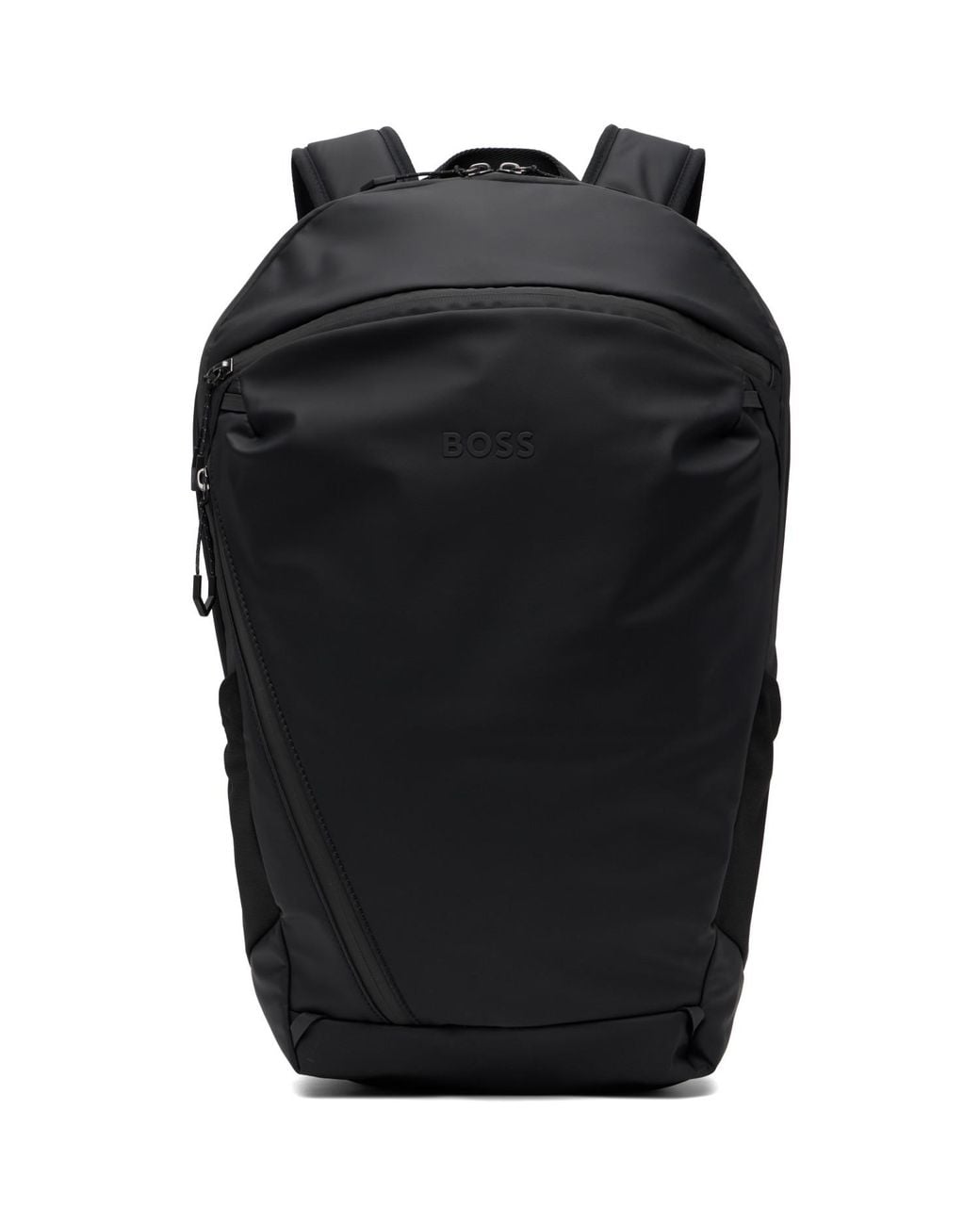 Boss Black Reflective Detail Faux-Leather Backpack for men