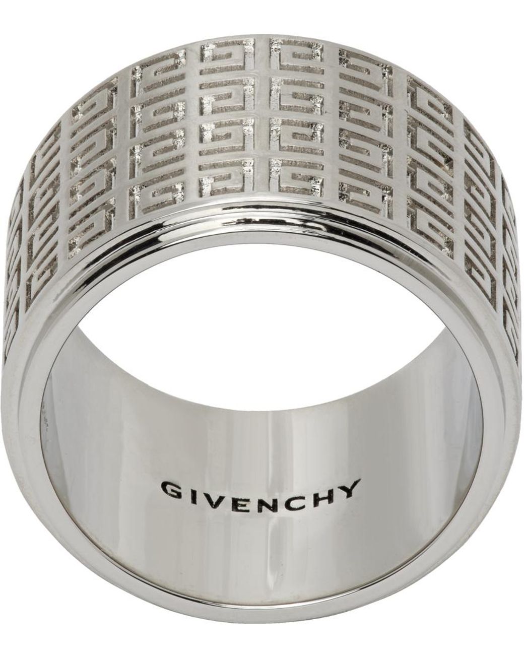 Givenchy Silver Engraved Ring in Grey for Men | Lyst UK