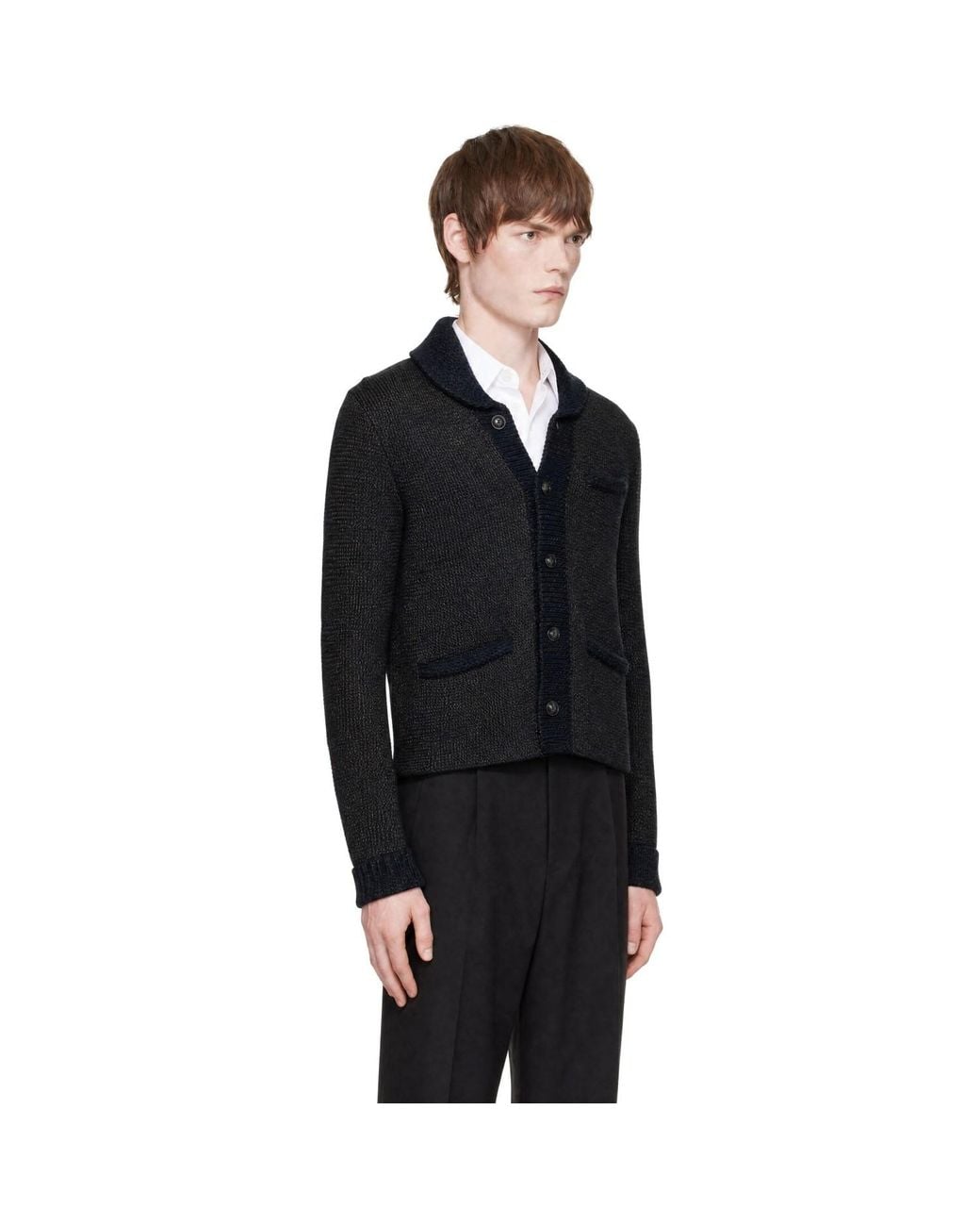 RRL Black Wool Shawl Cardigan for men
