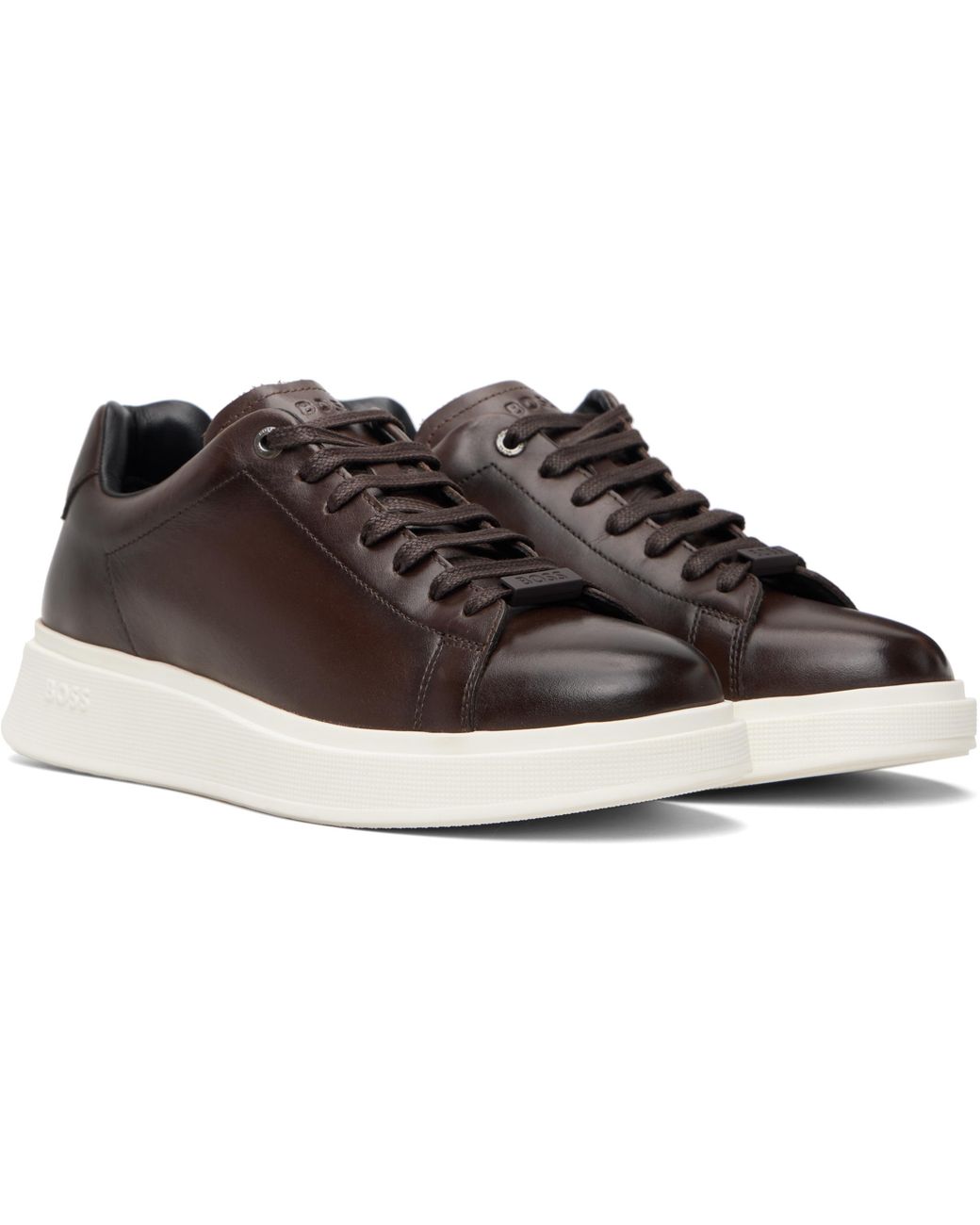 Boss Black Buffed Leather Sneakers for men
