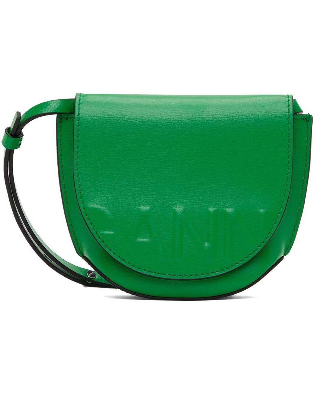 Ganni Green Nano Banner Saddle Bag Lyst