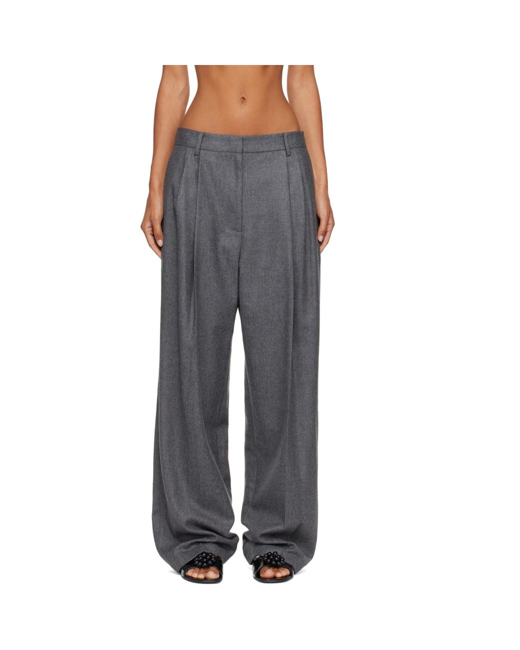 LE17SEPTEMBRE Gray Tuck Tailored Wool Trousers