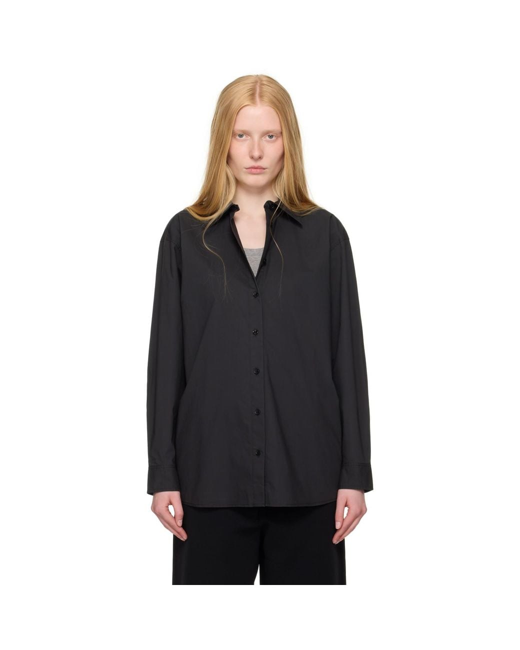 Totême Black Classic Tumbled Shirt