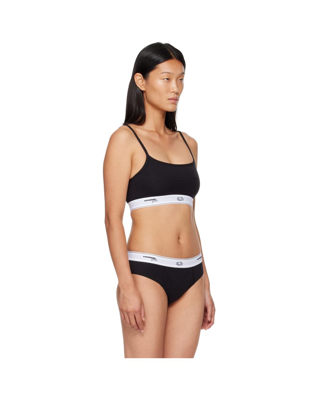 HOMMEGIRLS Black Three-Pack Fruit Of The Loom Edition Cami Bralettes