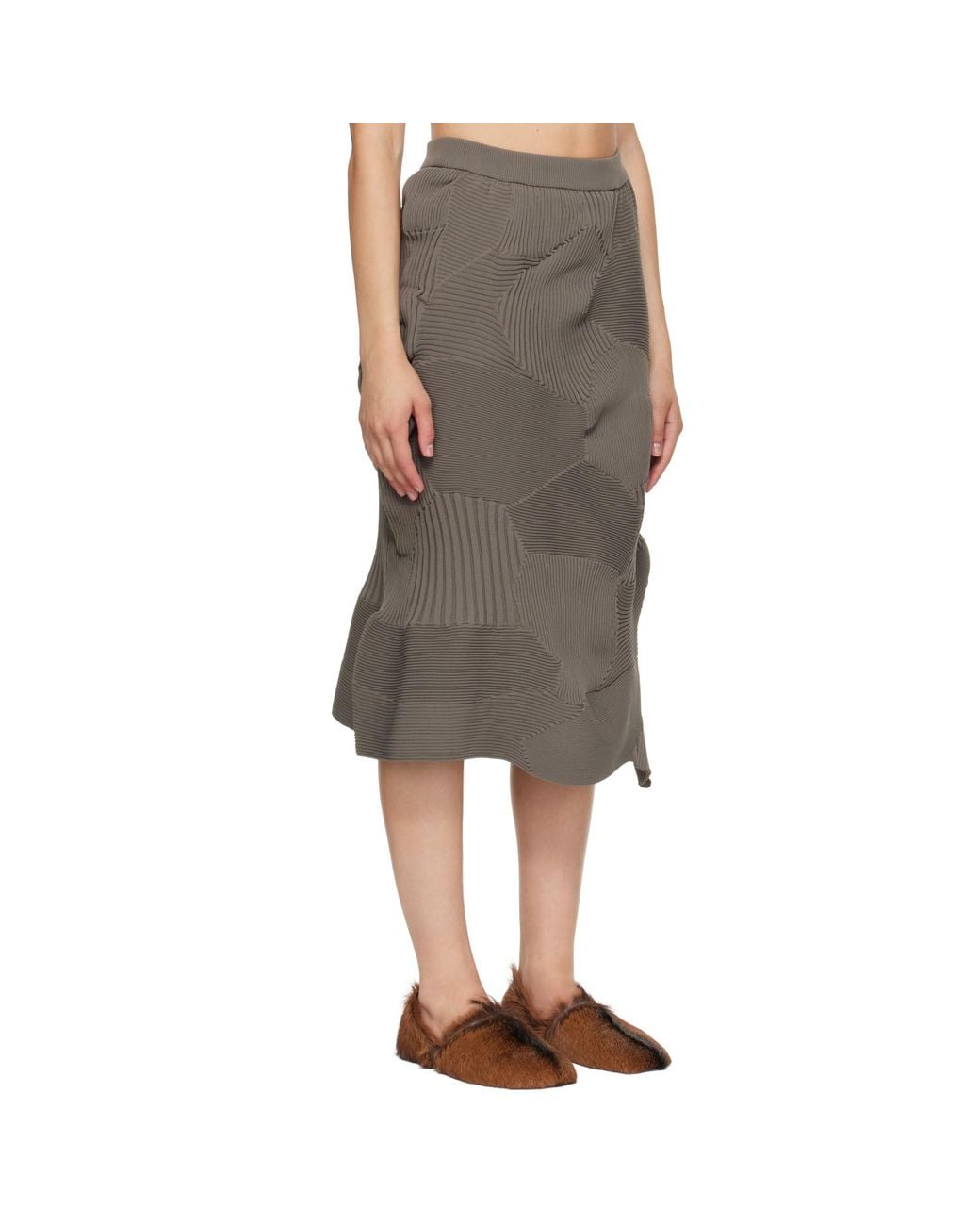 Issey Miyake Gray Kone Kone Midi Skirt