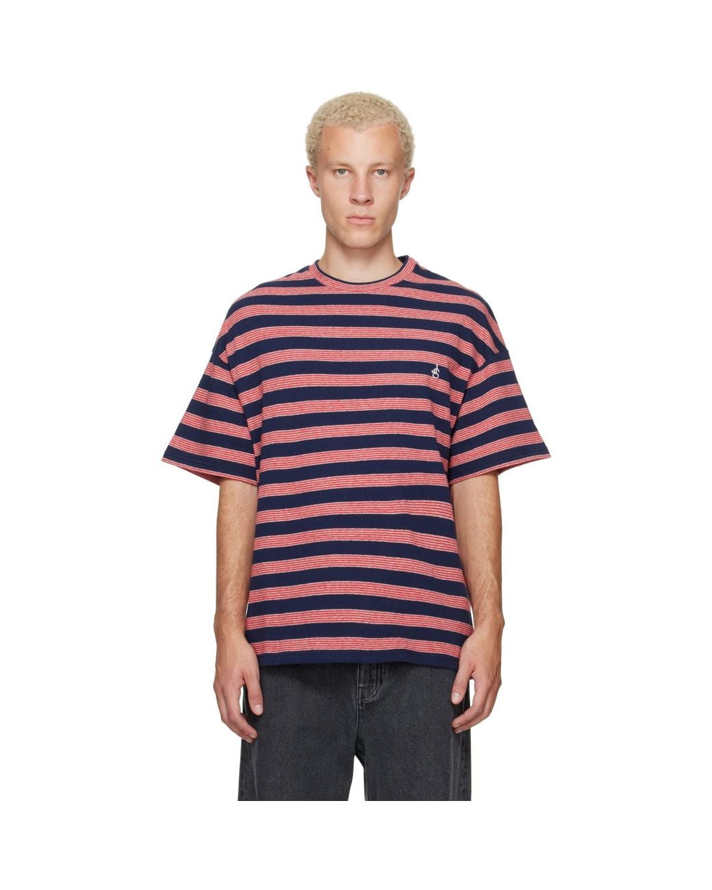 Jil Sander Purple Striped T-Shirt for men