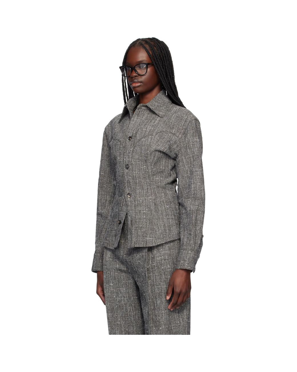 Bottega Veneta Black Melange Viscose & Silk Shirt