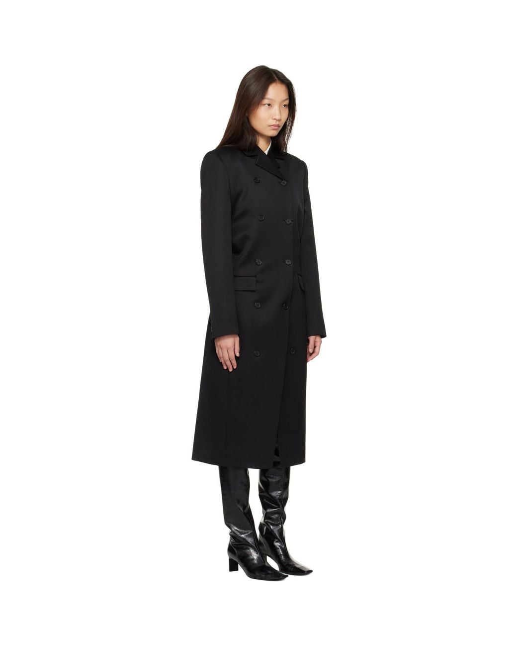 Khaite Black Rolon Coat