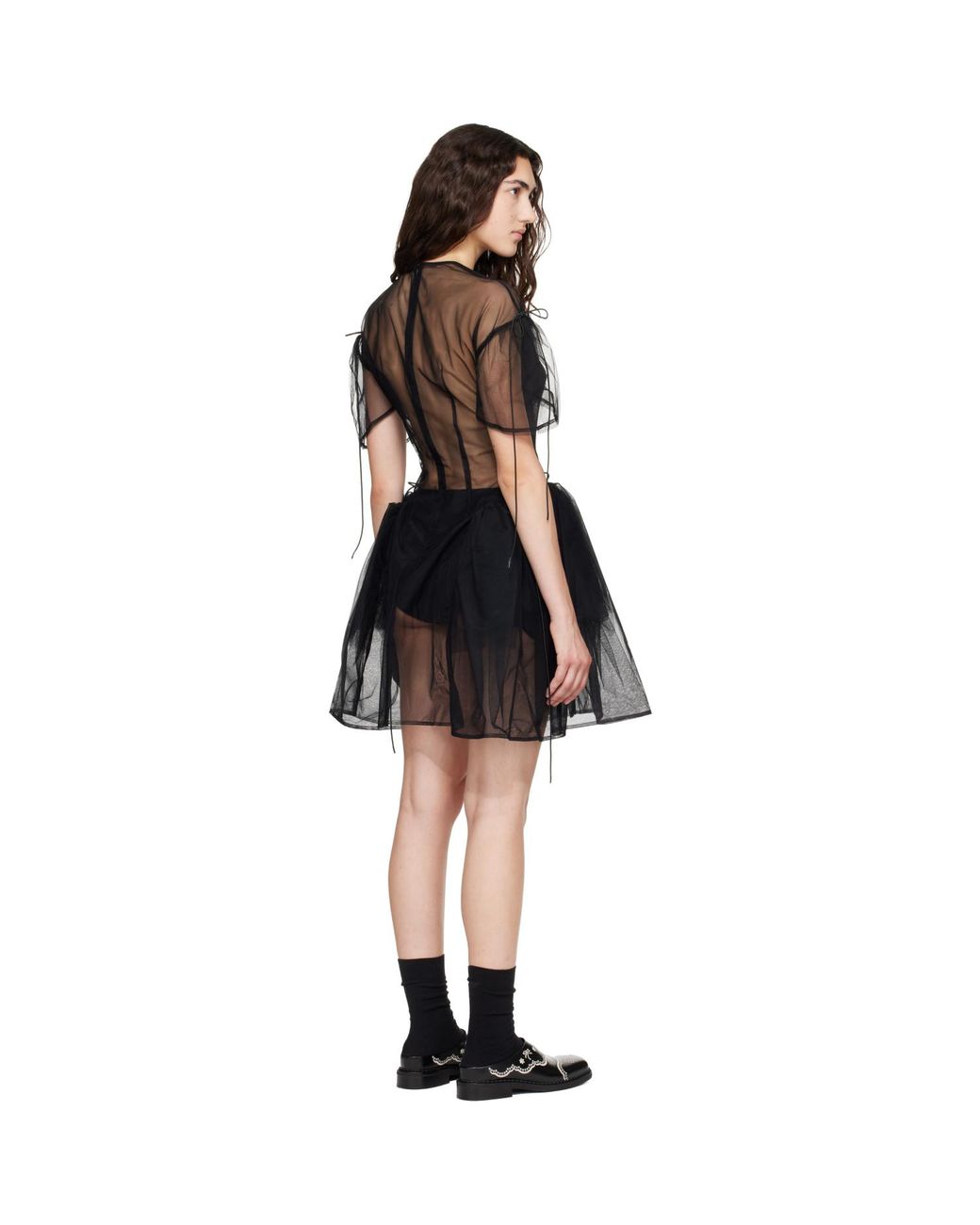 Simone Rocha Black Puff Sleeve Cord Hip Minidress