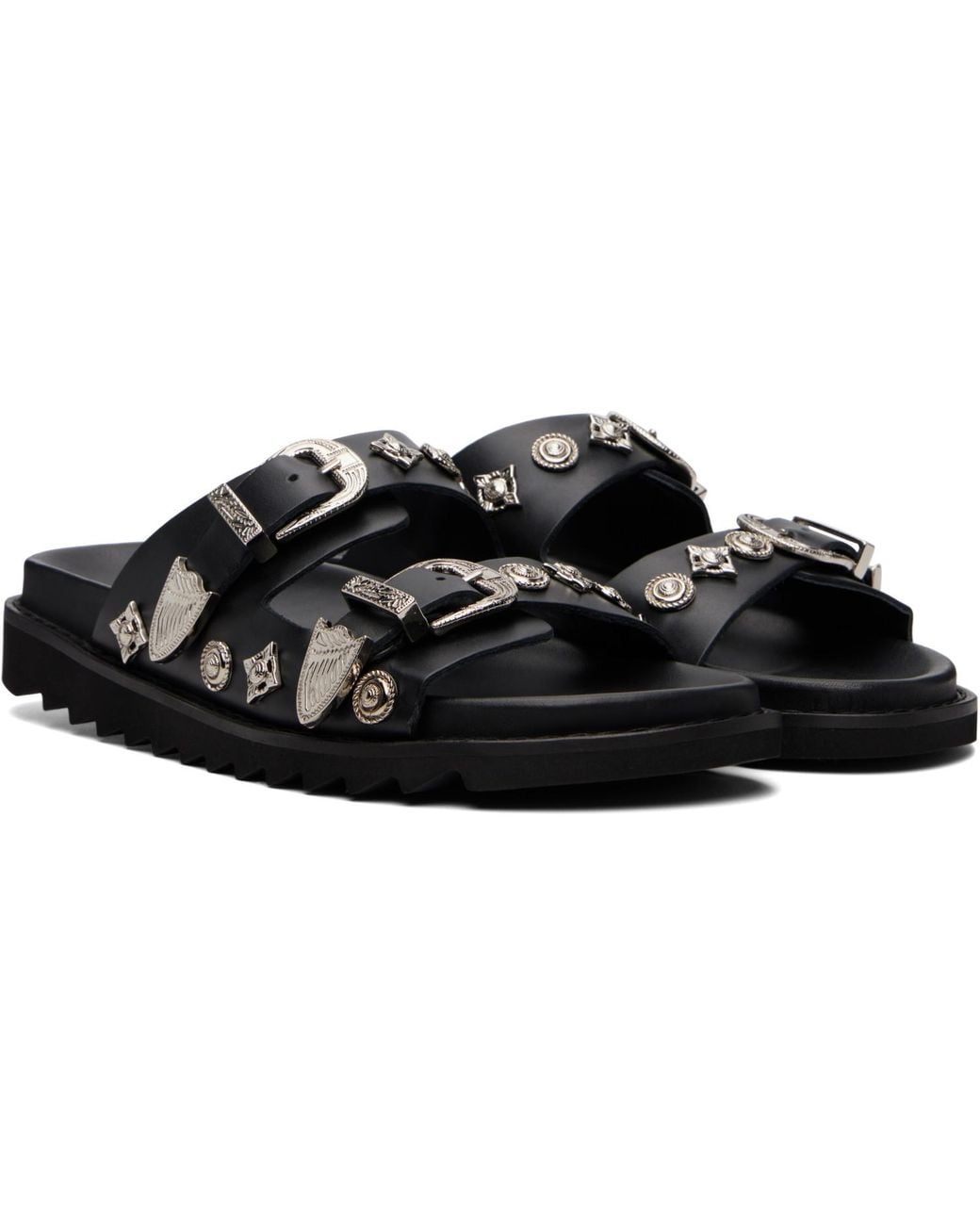 Toga Virilis Black Buckle Sandals for men