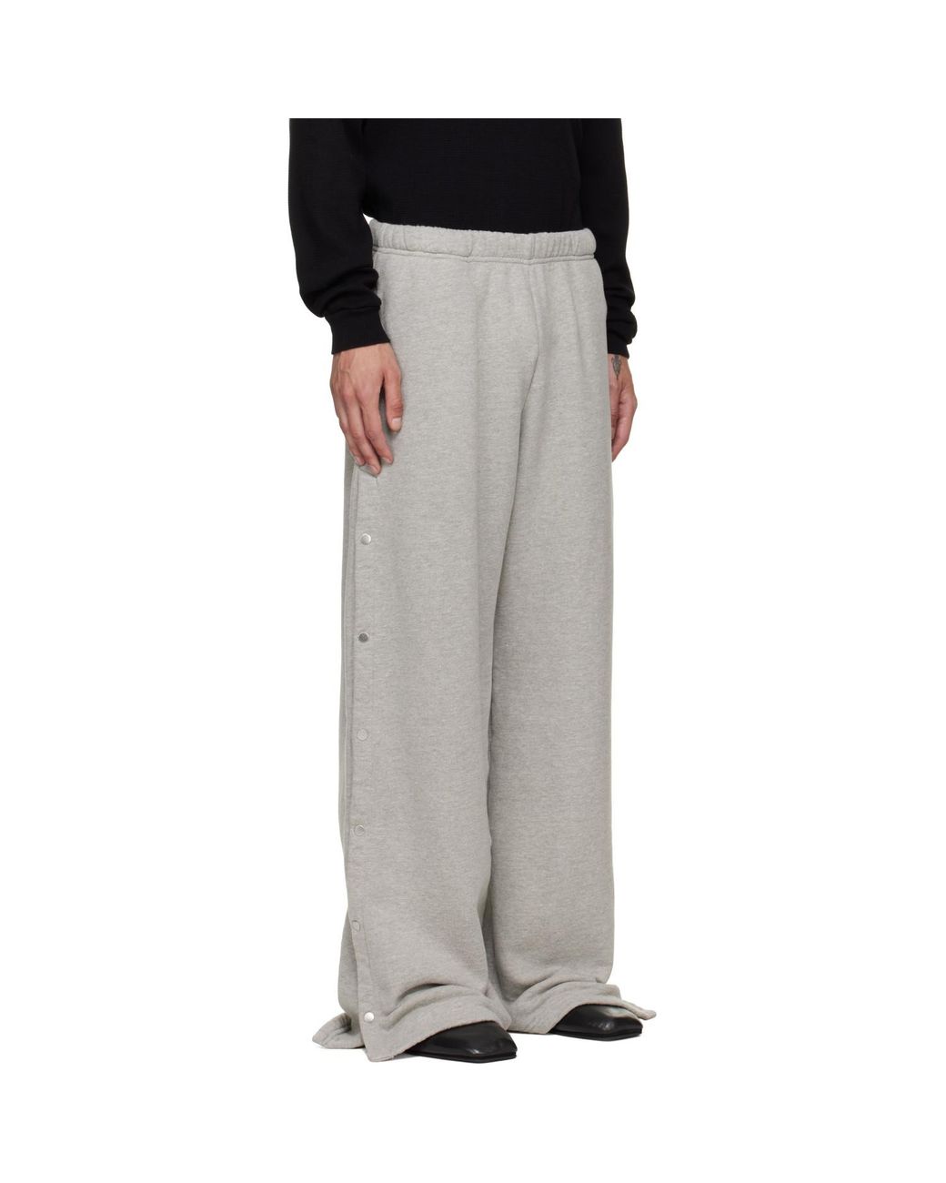 Les Tien Gray Heavyweight Party Snap Sweatpants for men