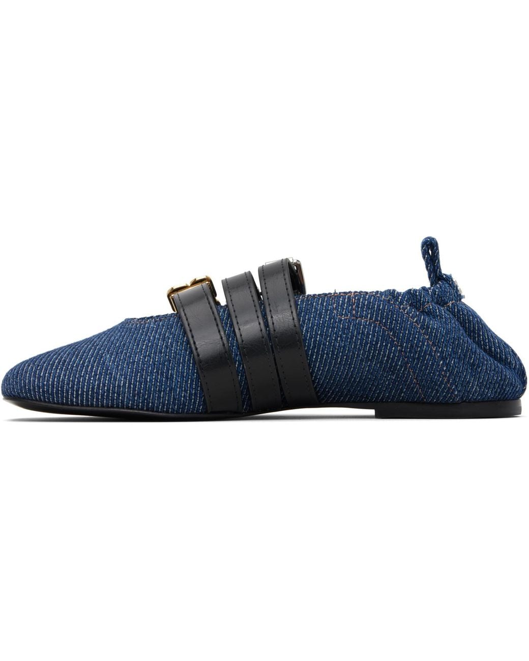 Ganni Blue Sue Triple Ballerina Flats