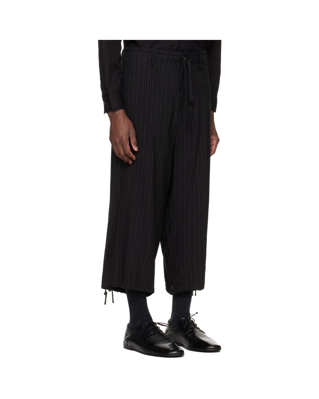 Yohji Yamamoto Black Thin Stripe Trousers for men