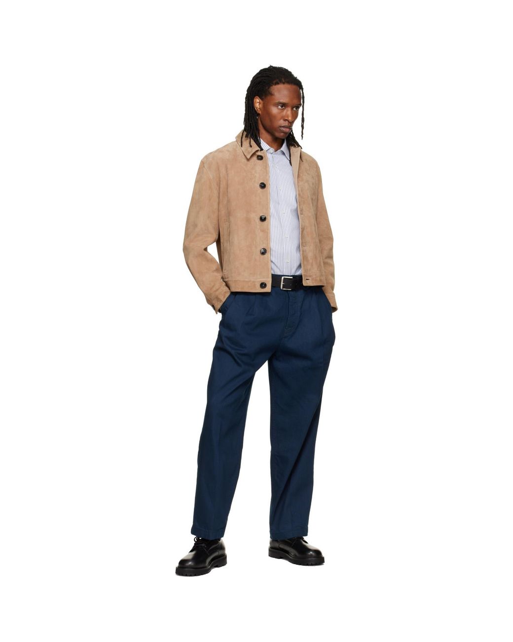 HUGO Blue Suede Stitched Pocket Detail Jacket for men